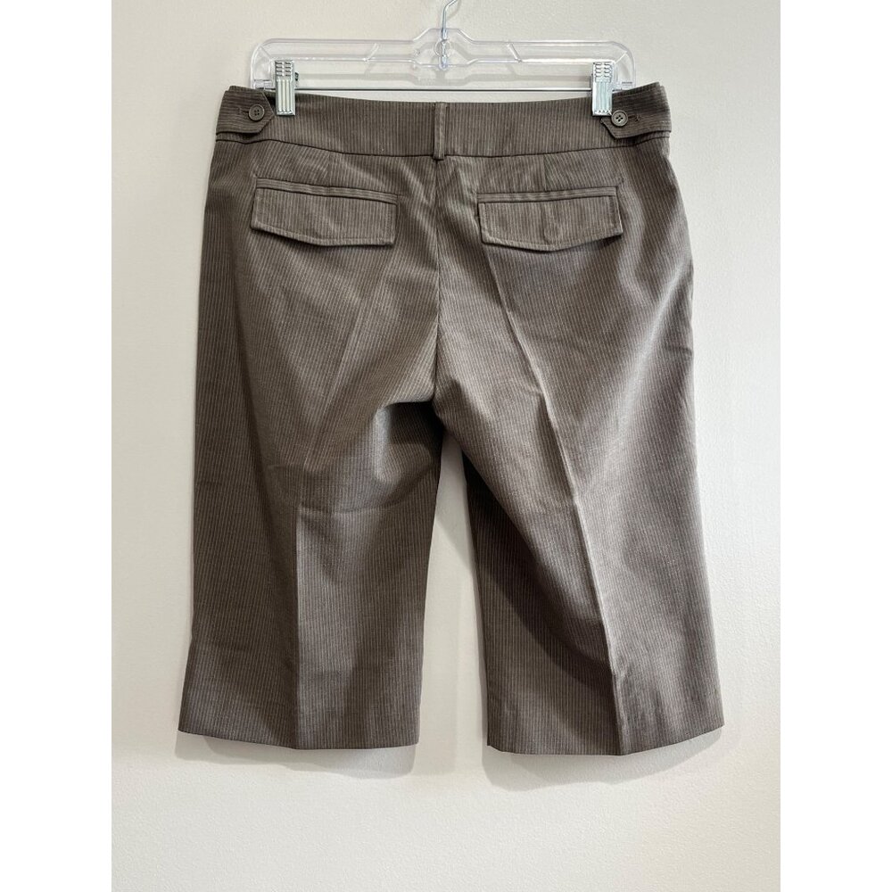 Y2K New York & Company Capri Dress Pants Womens 4 Brown Pinstriped Low Rise - Picture 2 of 7